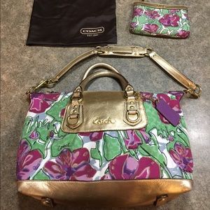 authentic Coach Ashley Floral Satchel #16177.